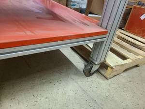Large red and aluminum rolling cart