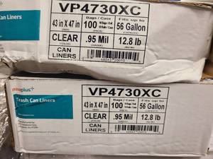 2 Boxes of Novaplus Trash Can Liners 100ct Clear 56 Gallon