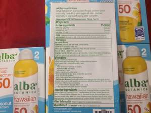 LL 6 Boxes of Alba Botanical Hawaiian 50 SPF Coconut Sunscreen