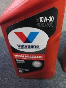 3 qt Valvoline High Mileage 10W-30 ...