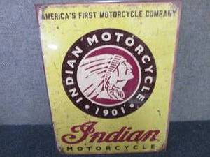 Metal Indian Motorcycle Sign 16x12...