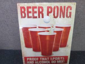Metal Beer Pong Sign 16x12.5 inche...