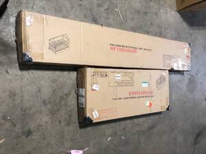 lot 35 image: Twin Upholstery House Platform Bed with Trundle for Kids, Gray Costumer Returns See Pics