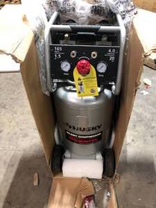 lot 40 image: Husky 20 Gal. Vertical Electric-Powered Silent Air Compressor Costumer Returns See Pics