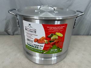 lot 6 image: New 24 Quart Aluminum Stock Pot with Lid
