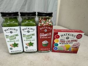 lot 23 image: New Watkins Sprinkles and Food Coloring