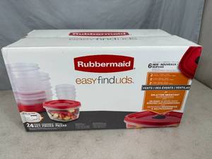 lot 114 image: New Rubbermaid Easy Find Lids 24 Pc Food Storage Set