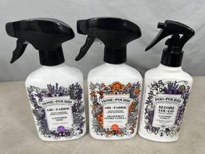 lot 122 image: 3 New Bottles of Home-Pourri & Poo-Pourri Air, Fabric, Toilet Spray