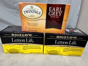 lot 176 image: 60 Tea Bags Bigelow Lemon Lift Black Tea and Twinings Earl Grey