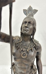 HEAVY SOLID Native American Warrior Bronze Sculpture