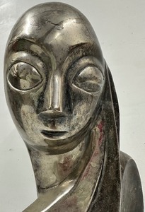 Mid Century modern Metal Bust of a Woman after Brancusis Mademoiselle Pogany