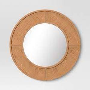 lot 22 image: 28 Caning Round Wall Mirror Natural - Threshold