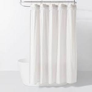 lot 63 image: Crochet Trim Shower Curtain Cream - Threshold