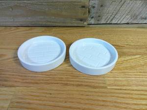 lot 105 image: TWO (2) Tile Soap Dishes - White - Threshold
