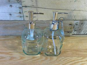 lot 98 image: TWO (2) Recycled Glass Soap Dispensers - Clear - Threshold