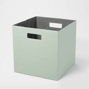lot 110 image: THREE (3) - 13 x 13 Fabric Bin - Brightroom - Light Green