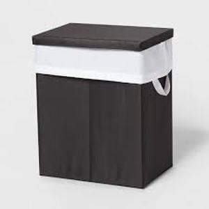 lot 109 image: Laundry Hamper with Lift Liner and Lid Black - Brightroom