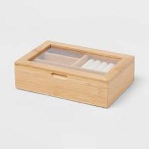 lot 88 image: 9 x 6 Bamboo Accessory Box with Acrylic Lid - Brightroom