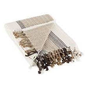 lot 127 image: 50x60 Bold Herringbone Throw Blanket - Design Imports - IvoryBrown