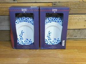 lot 161 image: TWO (2) 4pc Ivy Print Ceramic Appetizer Plate Sets - Rowing Blazers