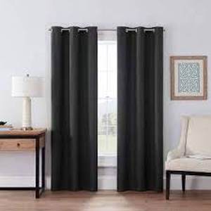 lot 171 image: TWO (2) Blackout Braxton Thermaback Window Curtain Panels - Eclipse - Black