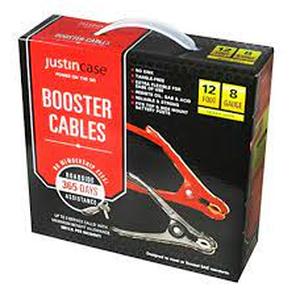 lot 149 image: 12ft 8 Gauge Booster Cables Red - Justin Case