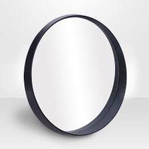 lot 179 image: Medium Round Black Hooks Contemporary Mirror (27.5 in. H x 27.5 in. W), Hanging hooks broken off on one side