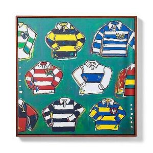 lot 177 image: 30x30 Tiny Rugby Shirt Wall Canvas - Rowing Blazers - Torn Backing, does NOT effect picture