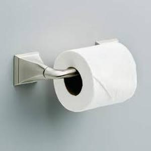 lot 25 image: Delta Everly Wall Mount Pivot Arm Toilet Paper Holder Bath Hardware Accessory in Brushed Nickel