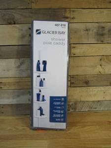 lot 50 image: Glacier Bay Tension Pole Shower Caddy in White with 4-Shelves
