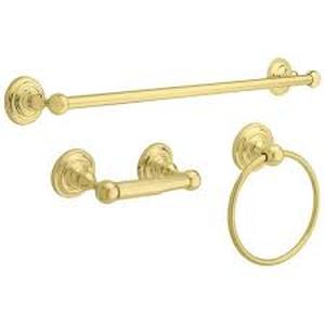 lot 51 image: Delta Greenwich 3-Piece Bath Hardware Set with Towel Ring Toilet Paper Holder and 24 in. Towel Bar in Polished Brass