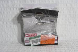 lot 78 image: Delta Lyndall Wall Mount Square Open Towel Ring Bath Hardware Accessory in Brushed Nickel