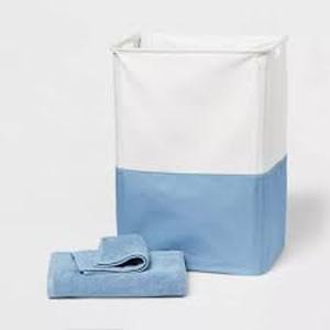 lot 130 image: Room Essentials 3pc Bath Towel Washcloth & Hamper Set