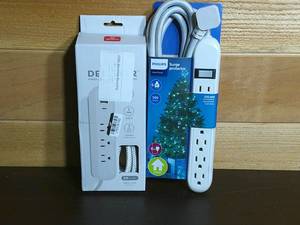 lot 131 image: Set of 2 Six Foot Fabric Cord Power StripsSurge Protector-