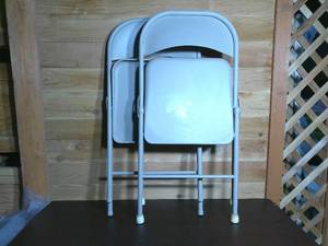 lot 158 image: Set of 2 Sudden Comfort Metal Folding Chairs-Buff Lace