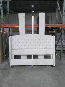 lot 171 image: Beautiful Queen Size Bed Frame-Cream  Fabric Button