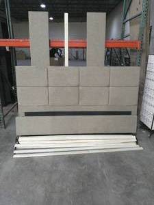 lot 170 image: Eloquent Queen Size Bed Frame- Beige Fabric Knit