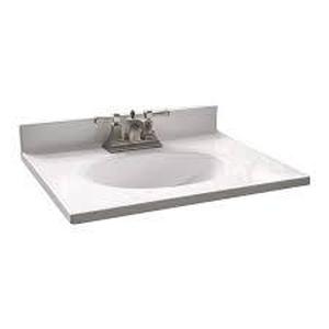 lot 174 image: Glacier Bay 25 in. W x 22 in. D Cultured Marble White Round Single Sink Vanity Top in White