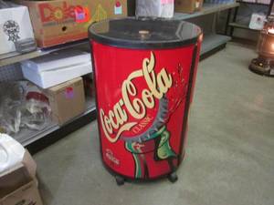 lot 227 image: (G-1) Round Coca-Cola Cooler On Whe...