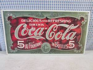 lot 243 image: (EC1) Coca-Cola Tin Sign 16 x 8 3...