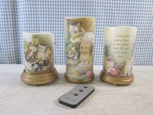 lot 168 image: (BS) Kittens Flameless Candle Set w...