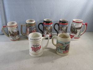 lot 187 image: (BS) Assorted Budweiser Steins and ...