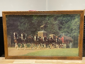 Vintage Budweiser Clydesdale Framed Picture