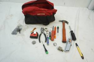 lot 203 image: Craftsman bag and assorted tools