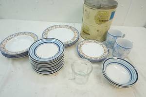 lot 205 image: Gibson and Mainstay dishes, Schwans tin