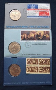 (3) Bicentennial 1st Day Covers With Medallions