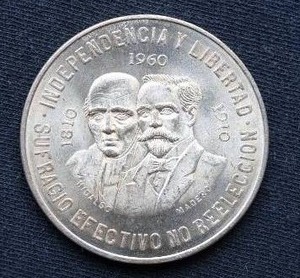 1960 Mexico Silver 10 Pesos Coin