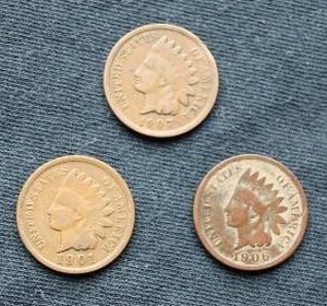 (3) Indian Head Pennies