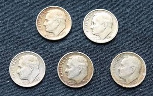 (5) 90% Silver Dimes