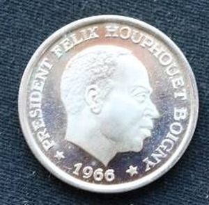 1966 Ivory Coast Silver 10 Francs Coin